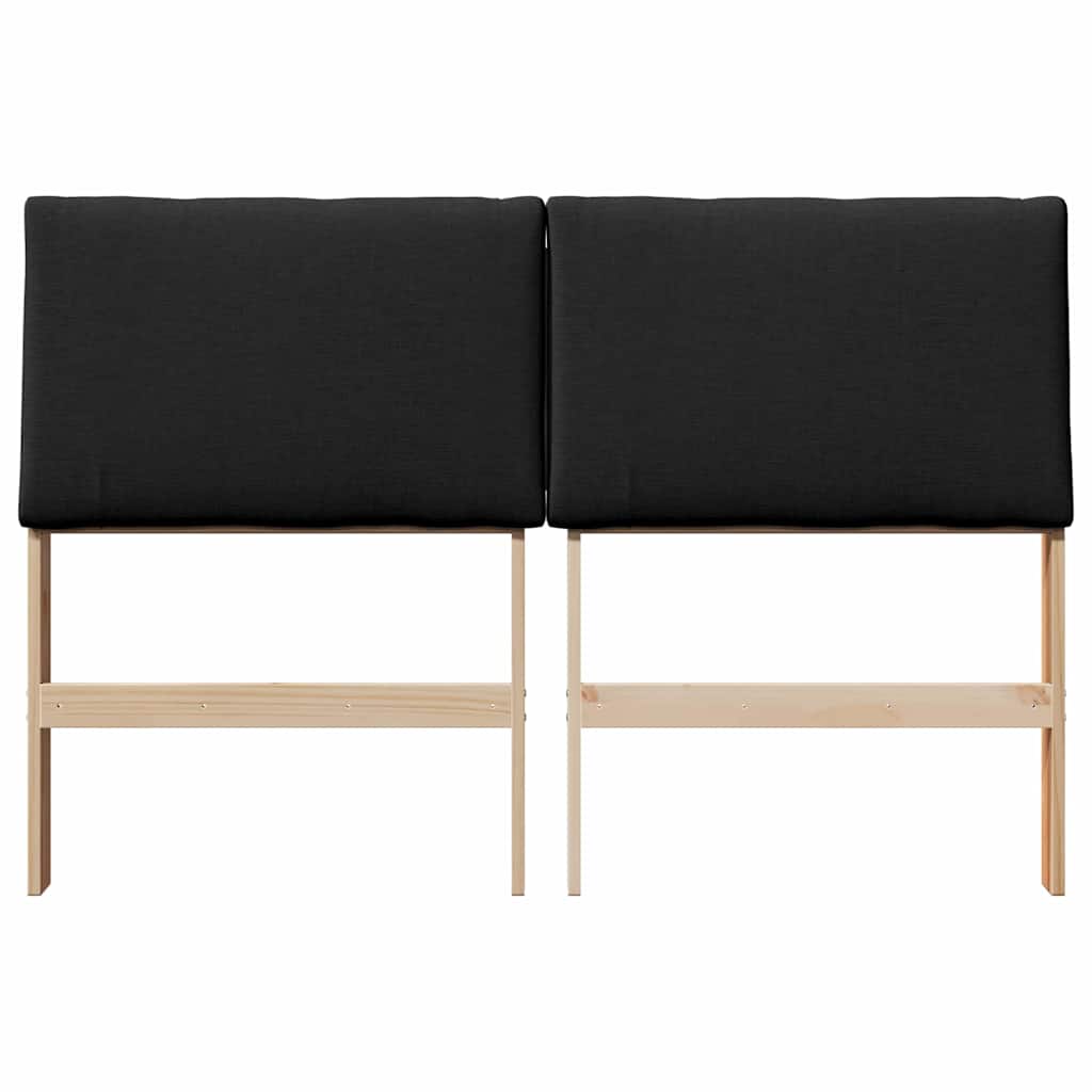 vidaXL Tapicerowane wezgłowie Czarny 140 cm Lite drewno sosnowe