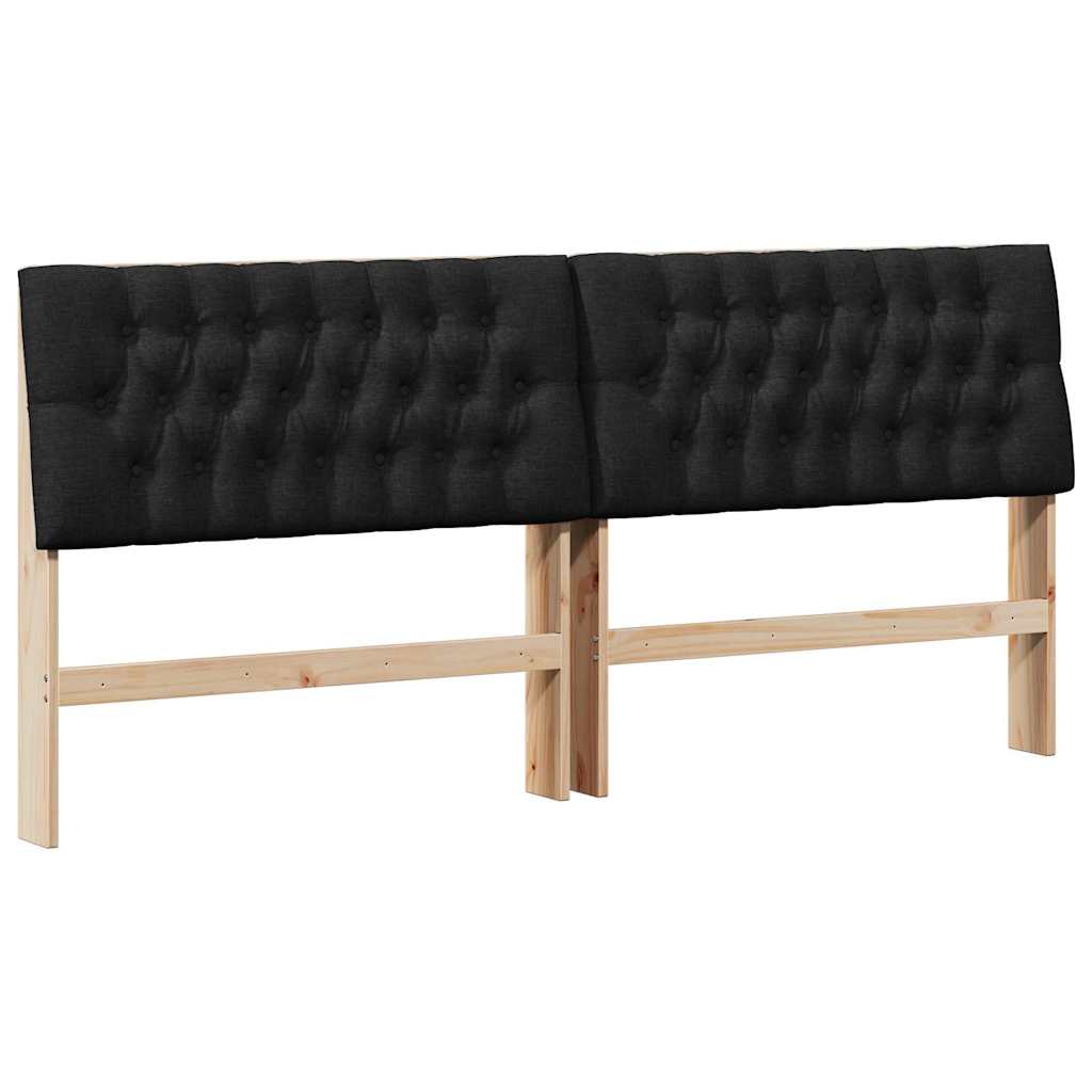 vidaXL Tapicerowane wezgłowie Czarny 200 cm Lite drewno sosnowe