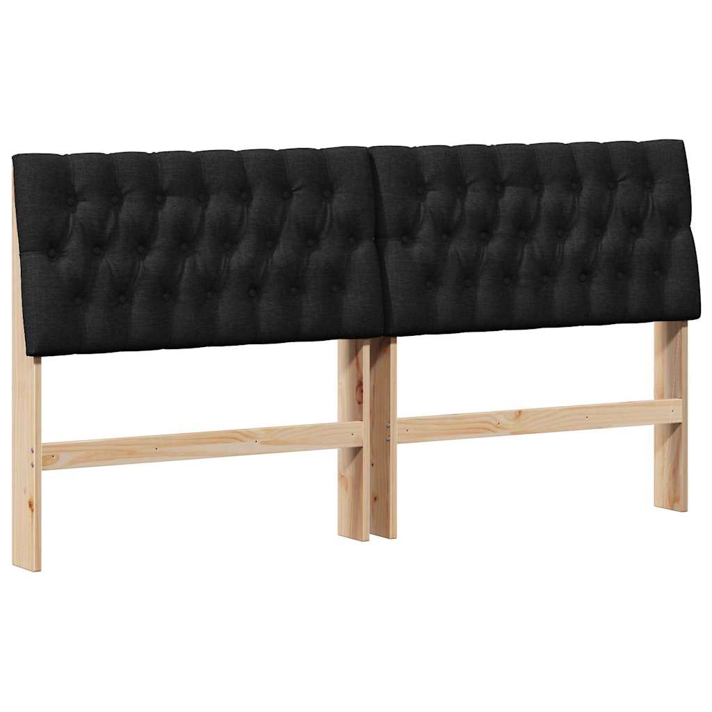 vidaXL Tapicerowane wezgłowie Czarny 180 cm Lite drewno sosnowe