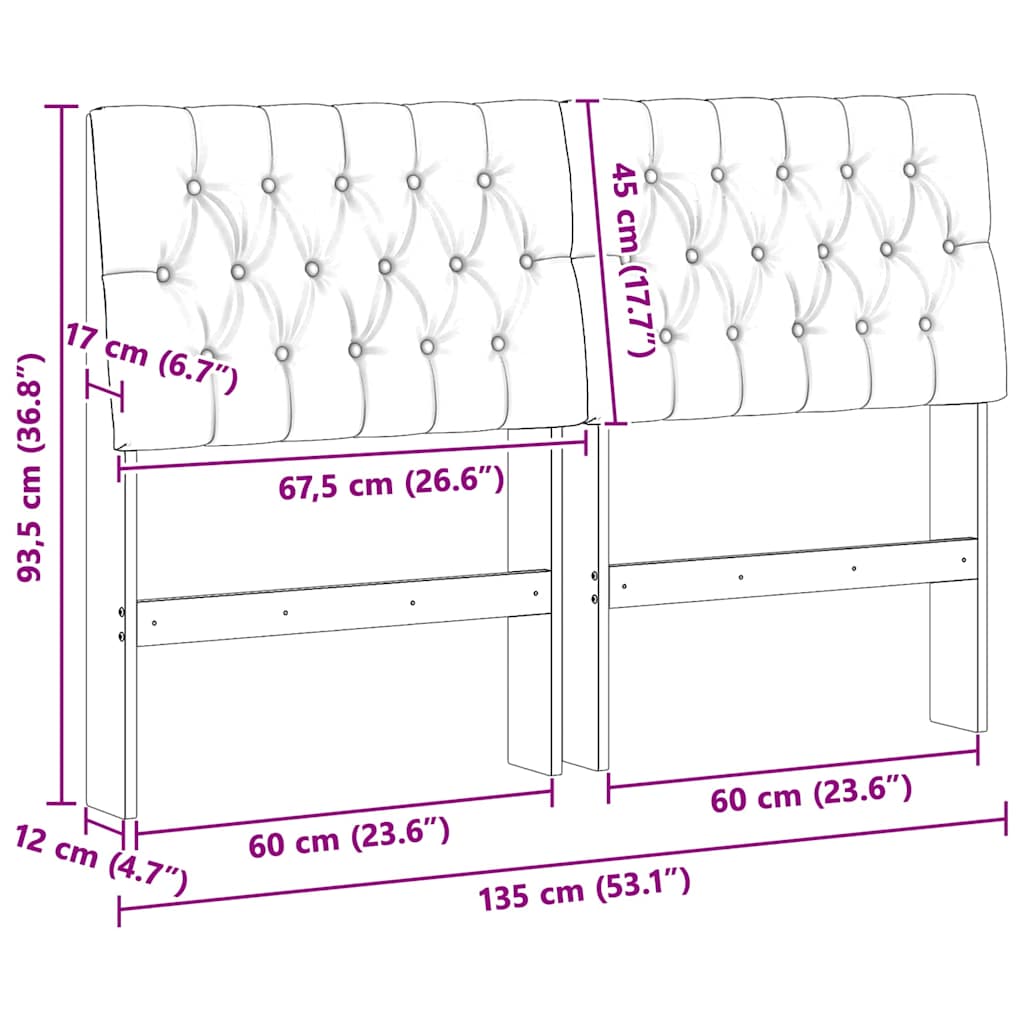 vidaXL Tapicerowane wezgłowie Ciemnoszary 135 cm Lite drewno sosnowe