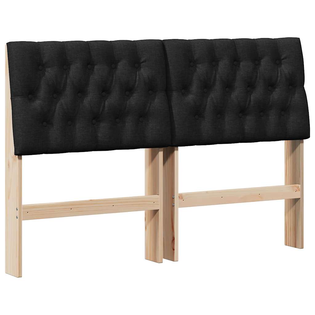 vidaXL Tapicerowane wezgłowie Czarny 135 cm Lite drewno sosnowe