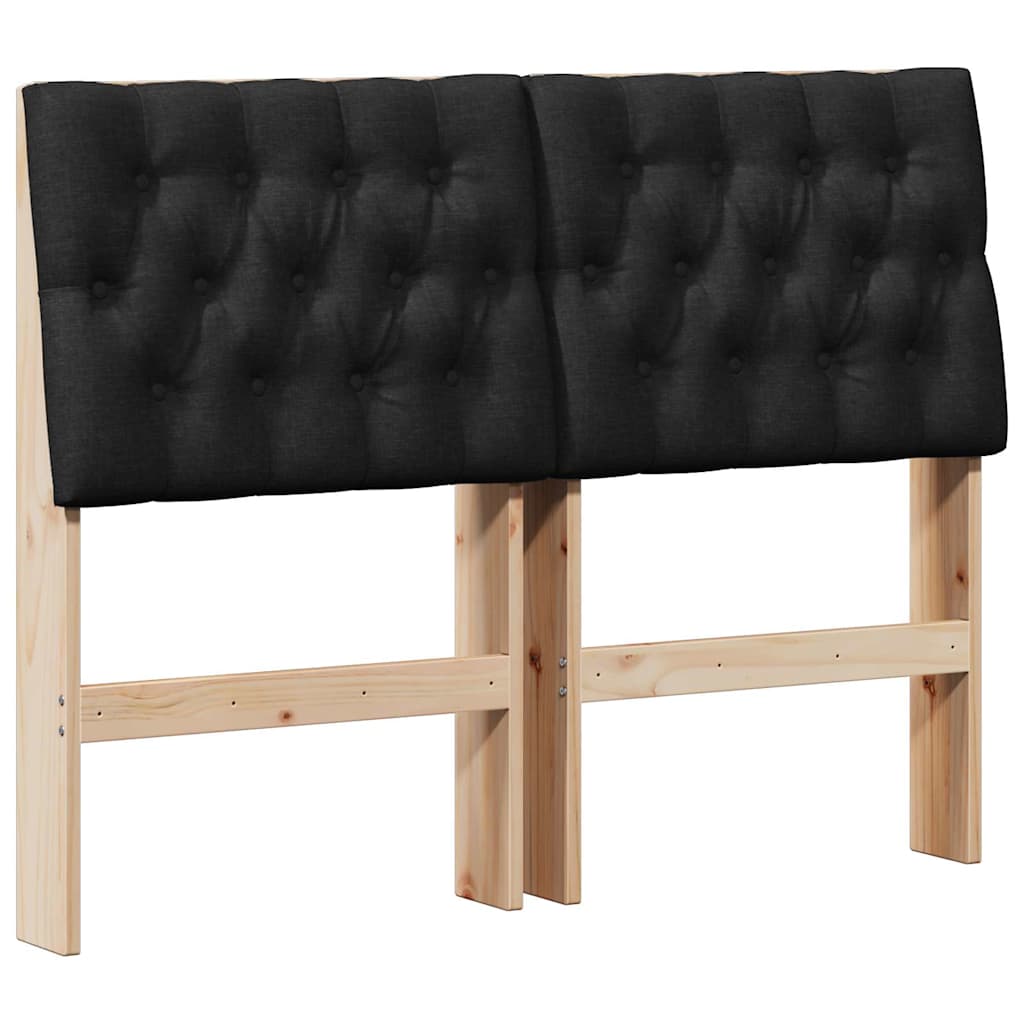 vidaXL Tapicerowane wezgłowie Czarny 120 cm Lite drewno sosnowe