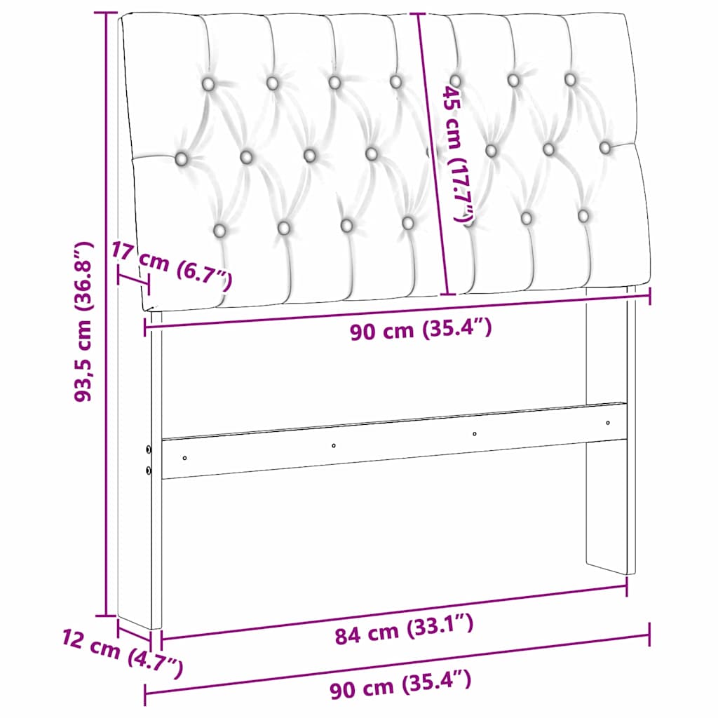 vidaXL Tapicerowane wezgłowie Ciemnoszary 90 cm Lite drewno sosnowe
