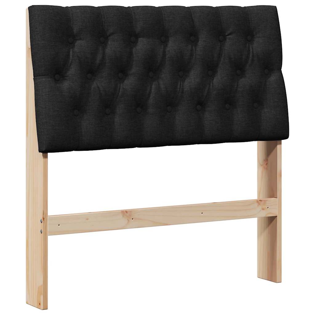 vidaXL Tapicerowane wezgłowie Czarny 90 cm Lite drewno sosnowe