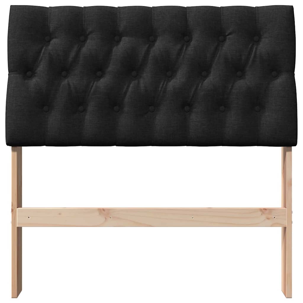 vidaXL Tapicerowane wezgłowie Czarny 90 cm Lite drewno sosnowe