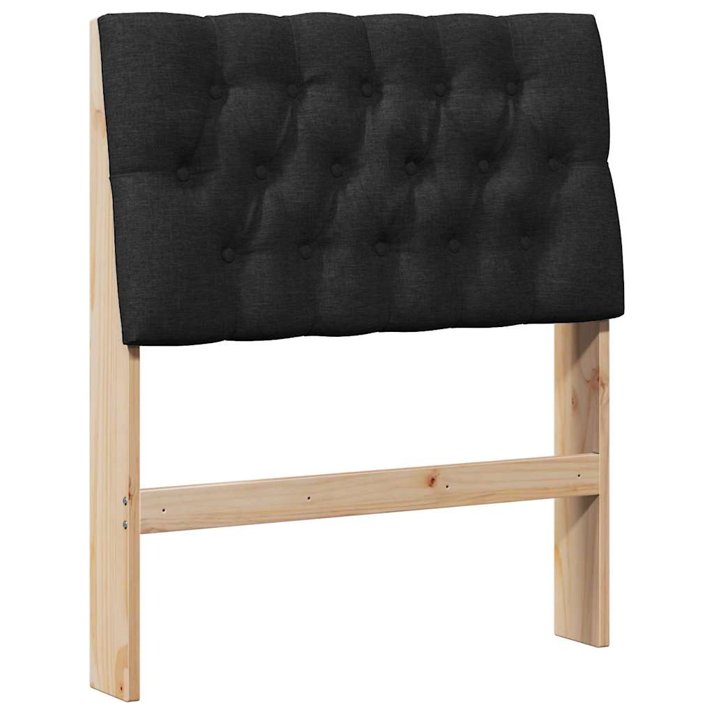 vidaXL Tapicerowane wezgłowie Czarny 80 cm Lite drewno sosnowe