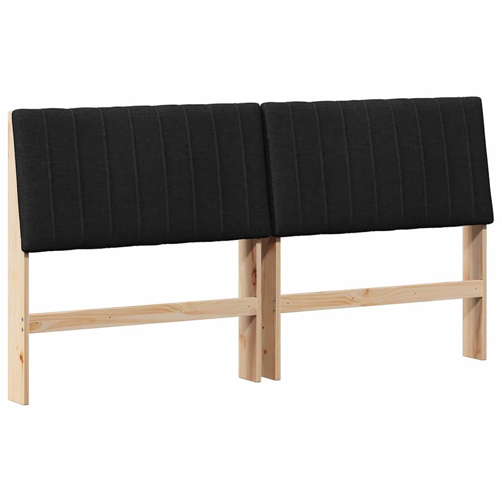 vidaXL Tapicerowane wezgłowie Czarny 200 cm Lite drewno sosnowe