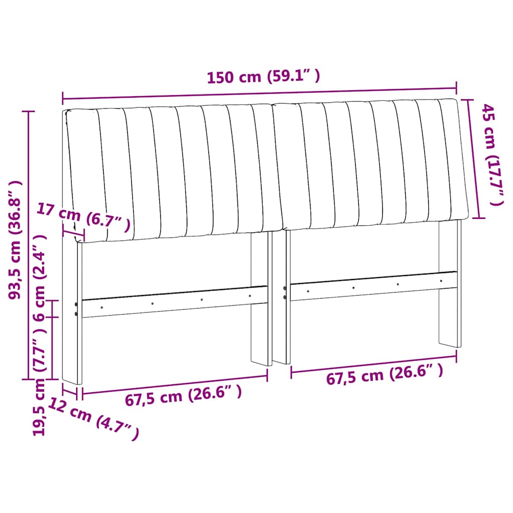 vidaXL Tapicerowane wezgłowie Ciemnoszary 150 cm Lite drewno sosnowe