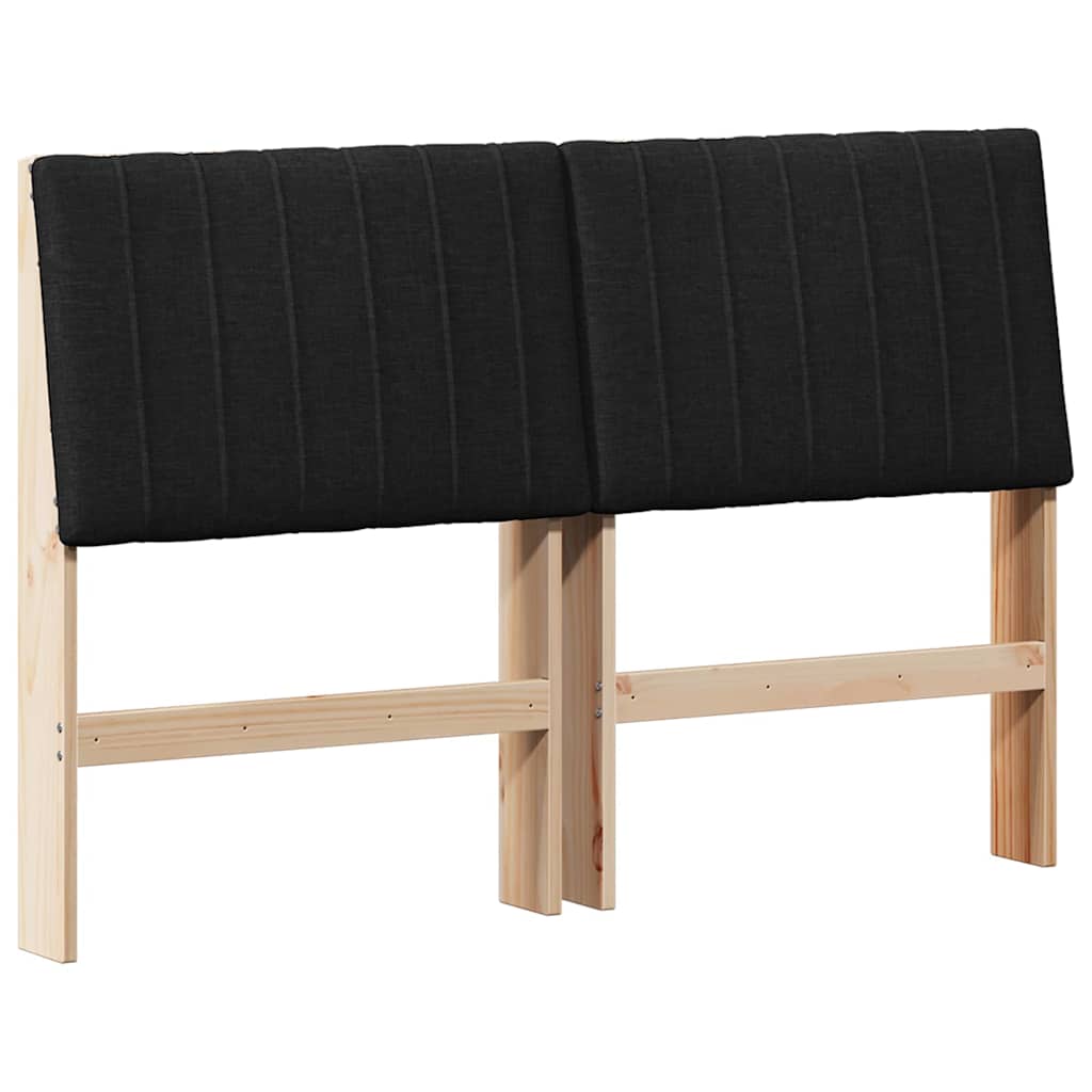 vidaXL Tapicerowane wezgłowie Czarny 140 cm Lite drewno sosnowe
