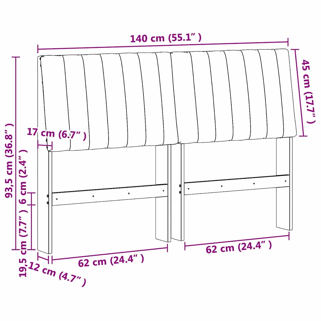 vidaXL Tapicerowane wezgłowie Ciemnoszary 140 cm Lite drewno sosnowe