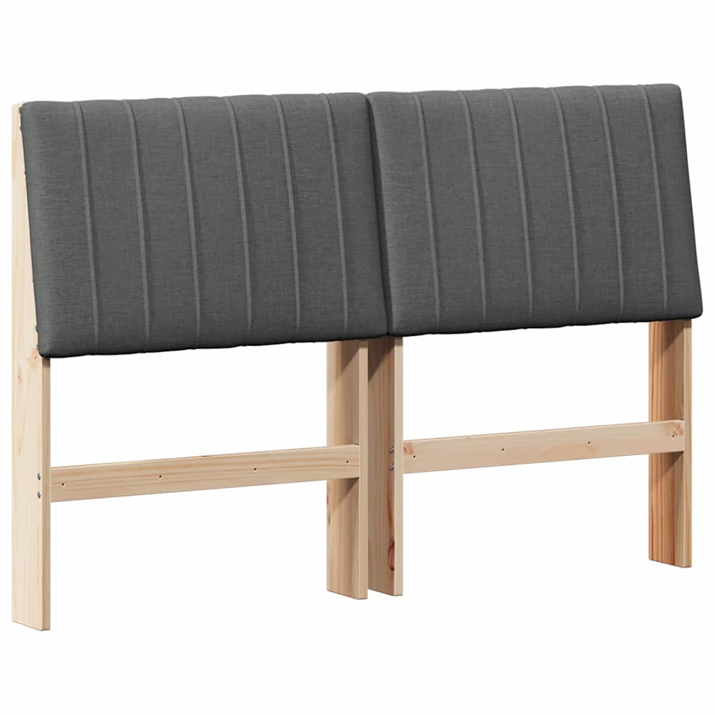 vidaXL Tapicerowane wezgłowie Ciemnoszary 135 cm Lite drewno sosnowe
