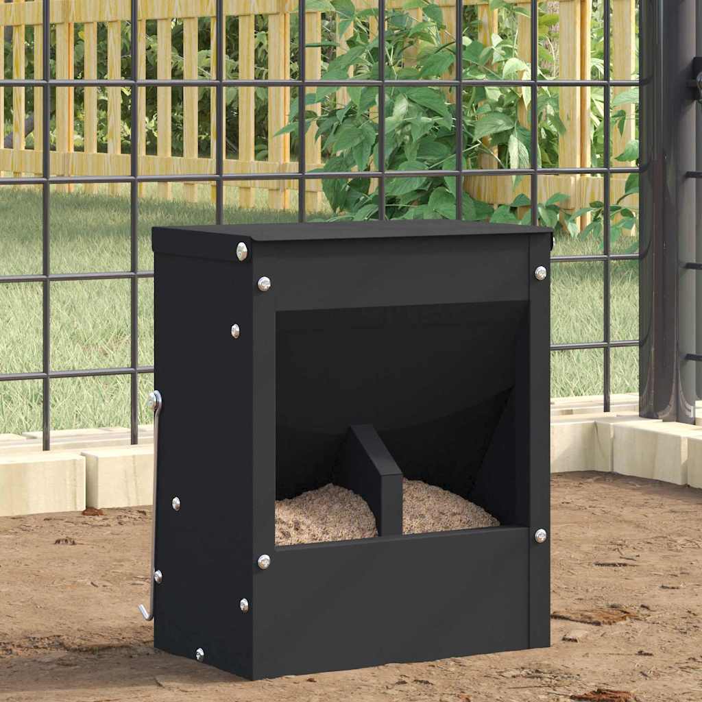 vidaXL Karma dla Królików Czarny 20 x 12,5 x 25 cm Stal zimnowalcowana