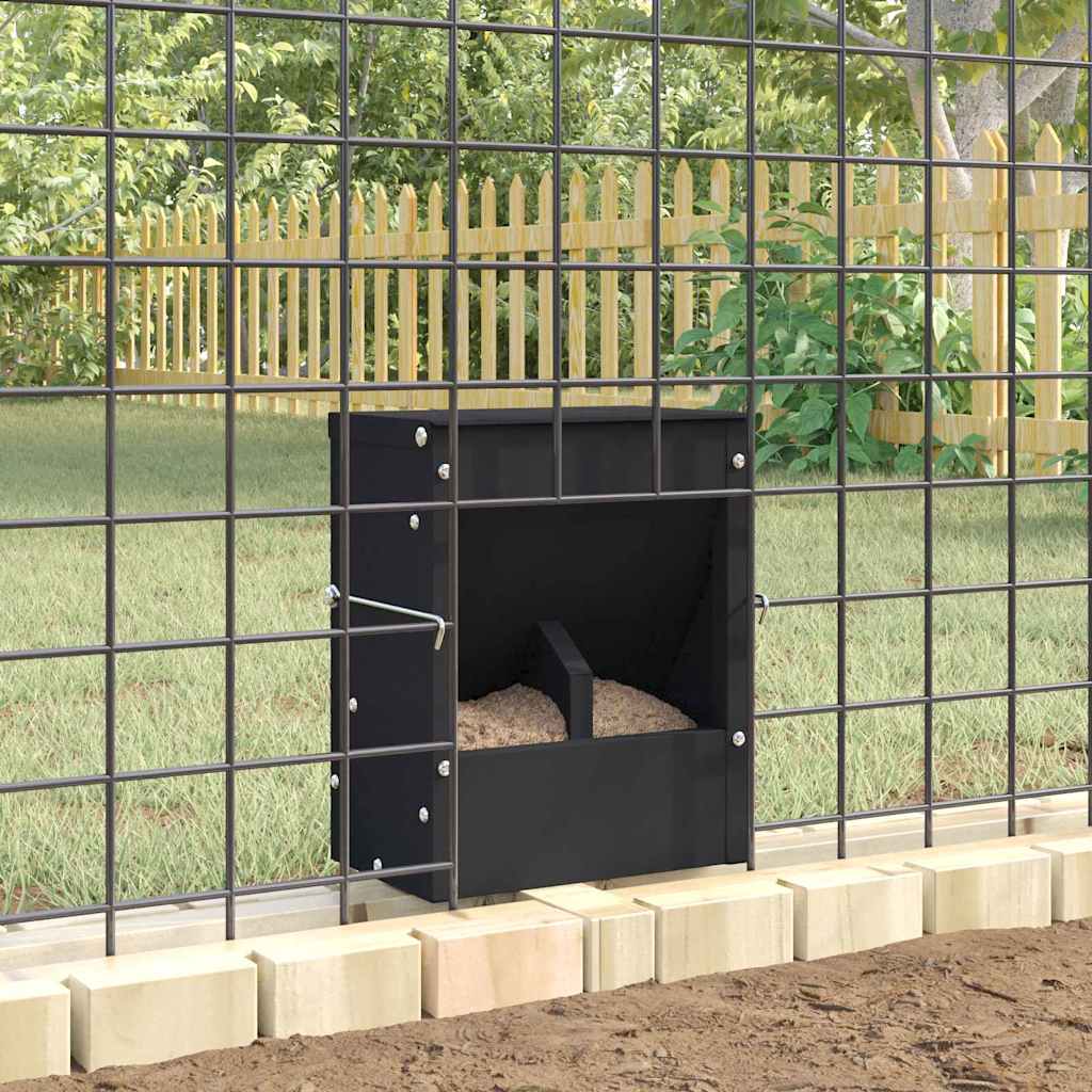 vidaXL Karma dla Królików Czarny 20 x 12,5 x 25 cm Stal zimnowalcowana