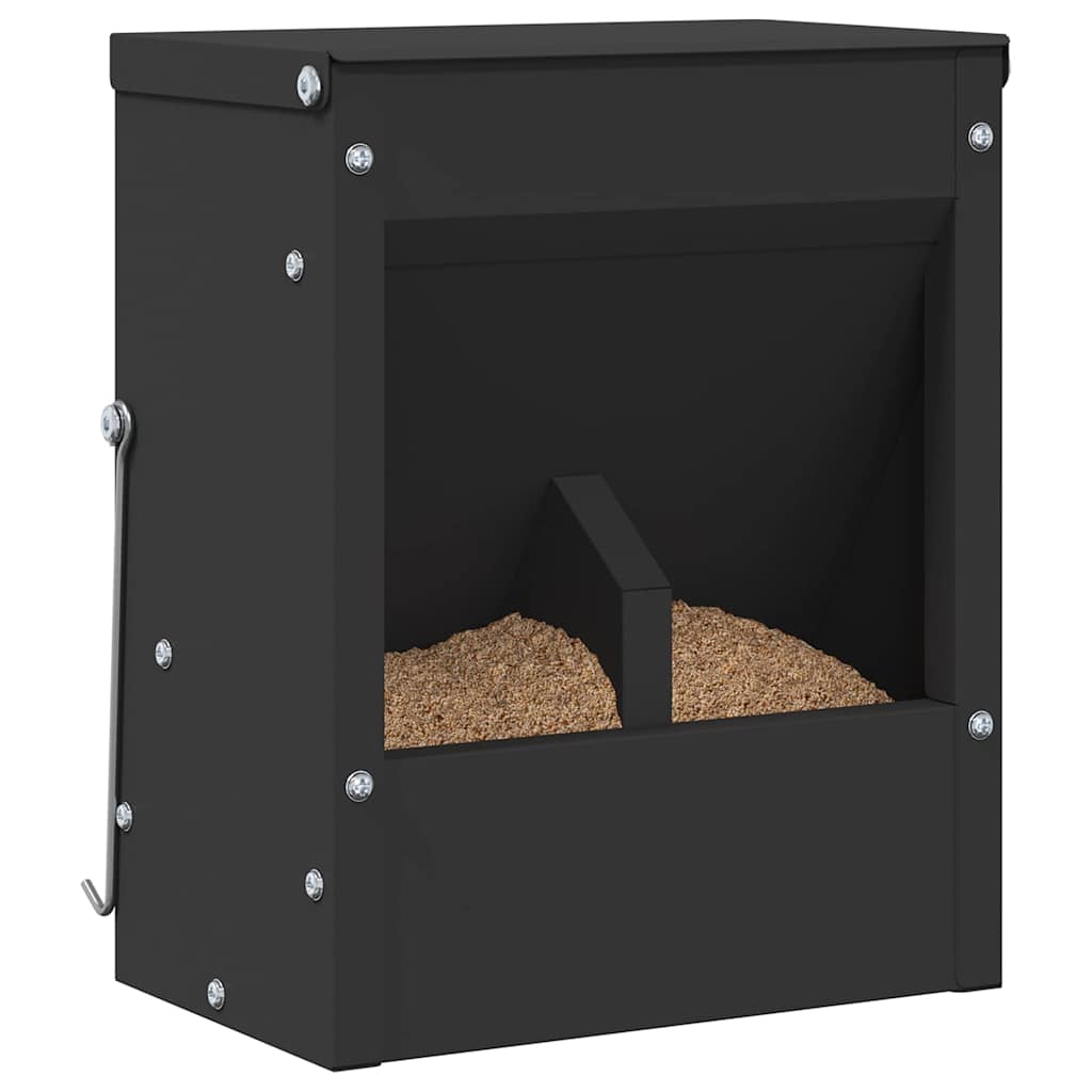 vidaXL Karma dla Królików Czarny 20 x 12,5 x 25 cm Stal zimnowalcowana