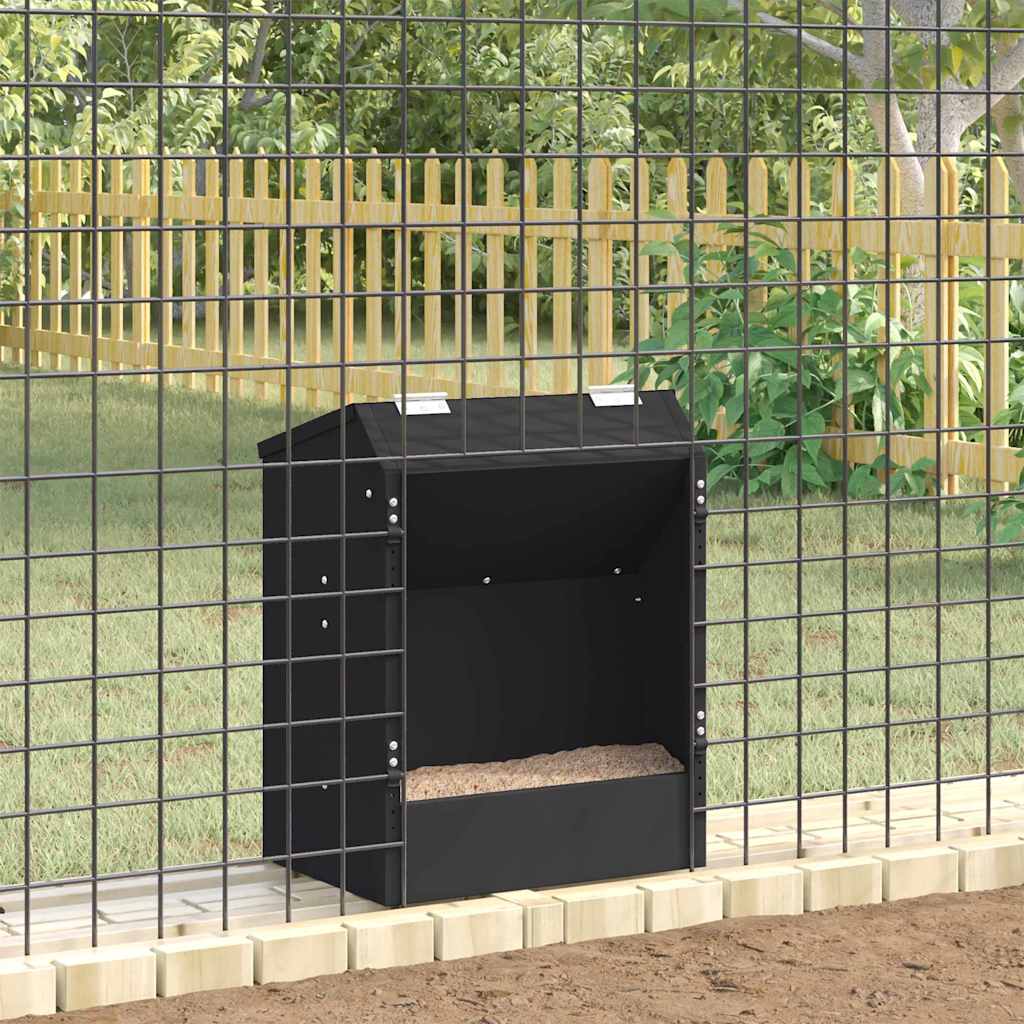 vidaXL Karma dla Królików Czarny 64.5 x 25.5 x 45.5 cm