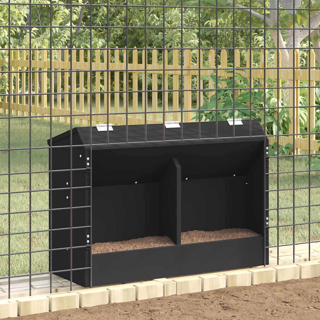 vidaXL Karma dla Królików Czarny 64.5 x 25.5 x 45.5 cm