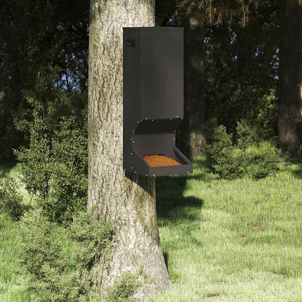 vidaXL Karmnik dla jeleni Czarny 28 x 30 x 80 cm Stal zimnowalcowana