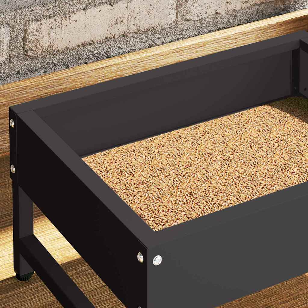 vidaXL Karmnik dla ptaków Czarny 80 x 28 x 13.5 cm Stal zimnowalcowana