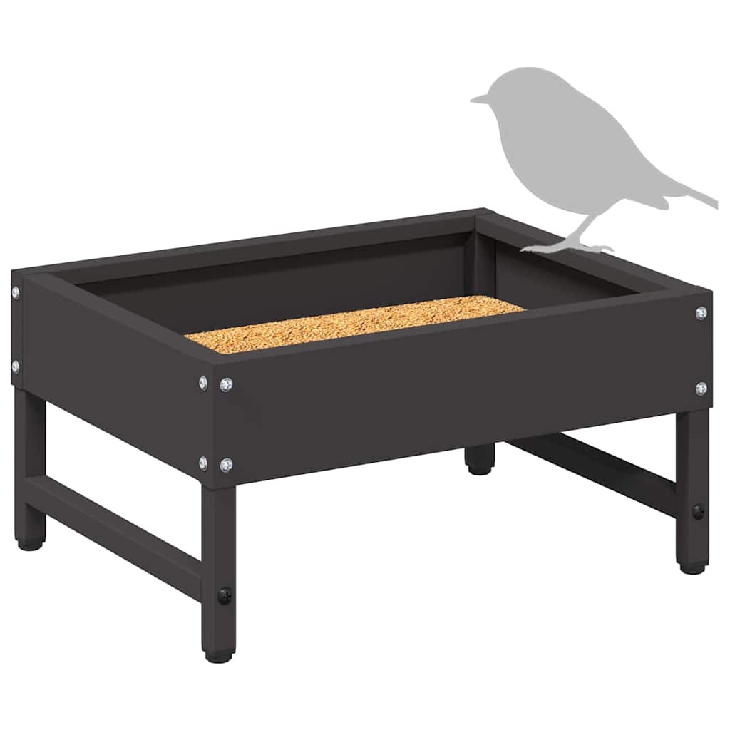 vidaXL Karmnik dla ptaków Czarny 80 x 28 x 13.5 cm Stal zimnowalcowana