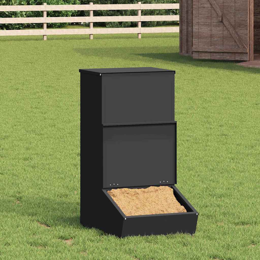 vidaXL Podajnik dla Świń Czarny 55 x 38 x 76 cm Stal zimnowalcowana
