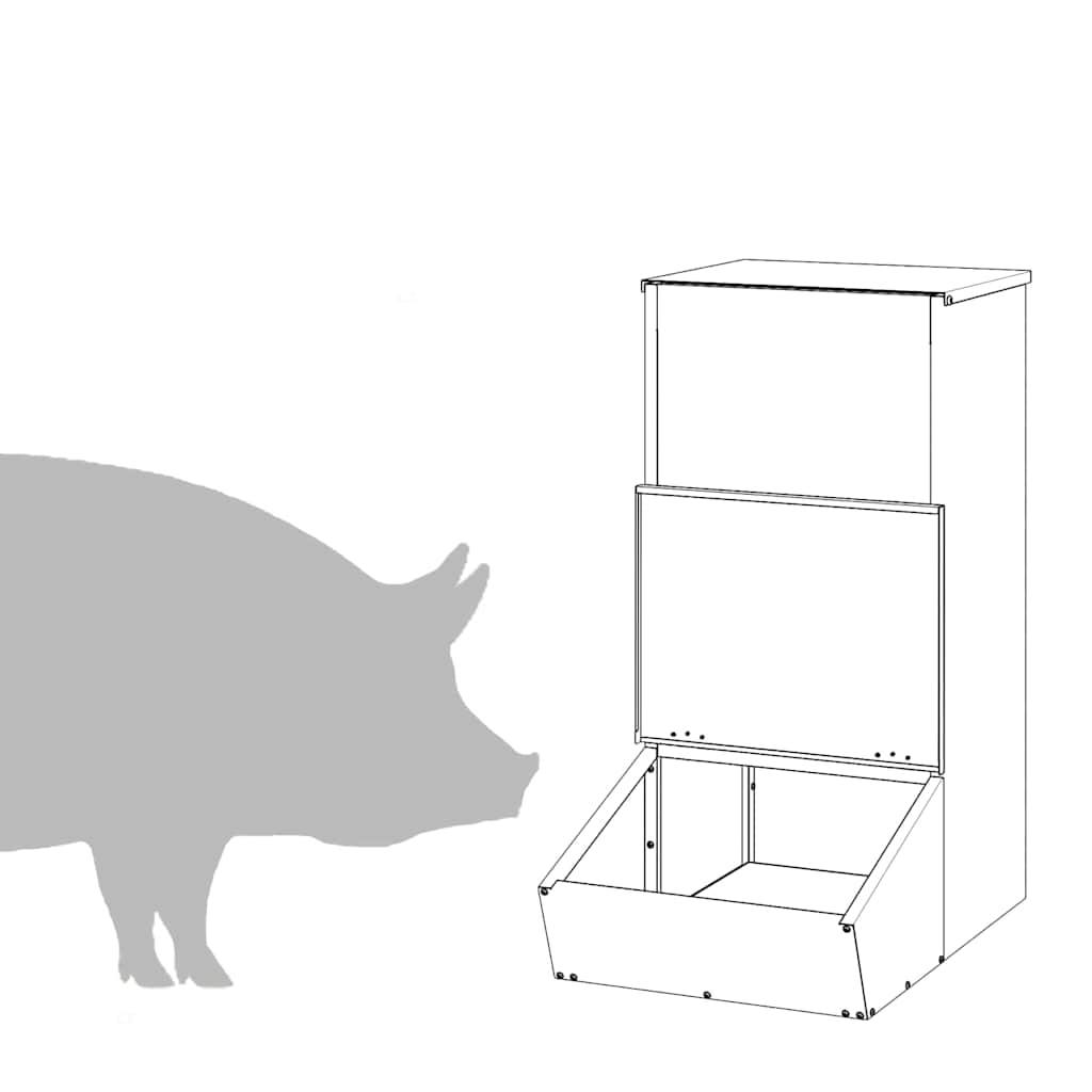 vidaXL Podajnik dla Świń Srebrny 55 x 38 x 76 cm Stal Galwanizowana