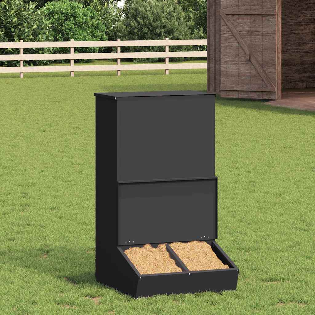 vidaXL Podajnik dla Świń Czarny 55 x 51 x 91,5 cm Stal zimnowalcowana