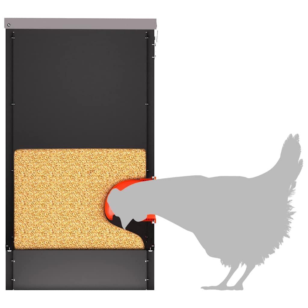 vidaXL Karmnik dla kur Czarny 60,5 x 29 x 51 cm Stal zimnowalcowana