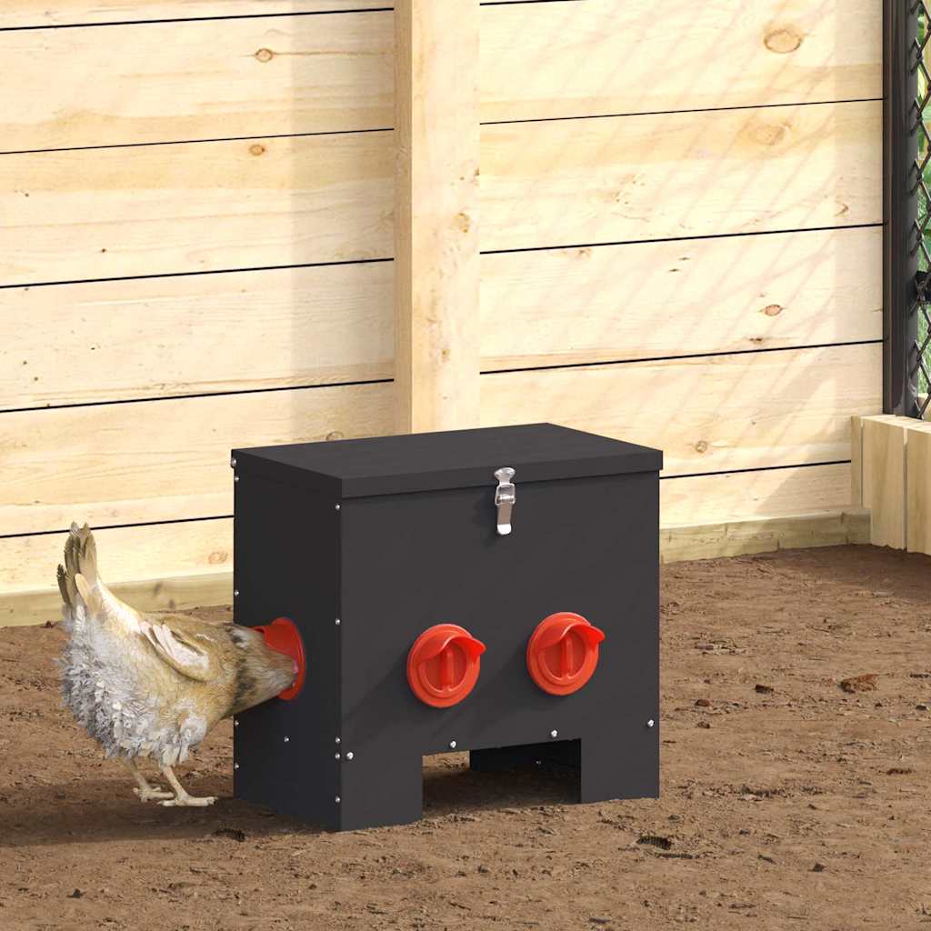 vidaXL Karmnik dla kur Czarny 40,5 x 25 x 38 cm Stal zimnowalcowana