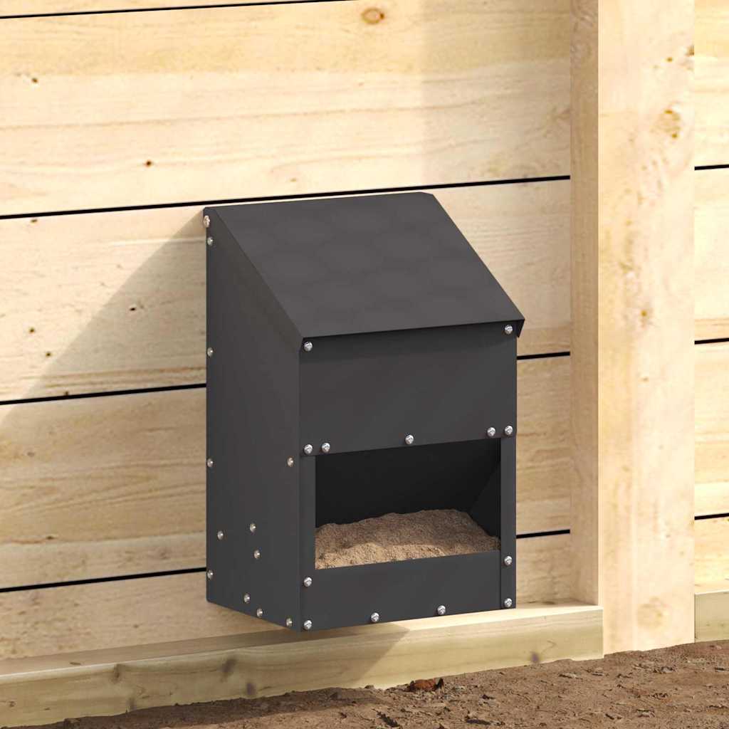 vidaXL Karmnik dla kur Czarny 21 x 16 x 33 cm Stal zimnowalcowana