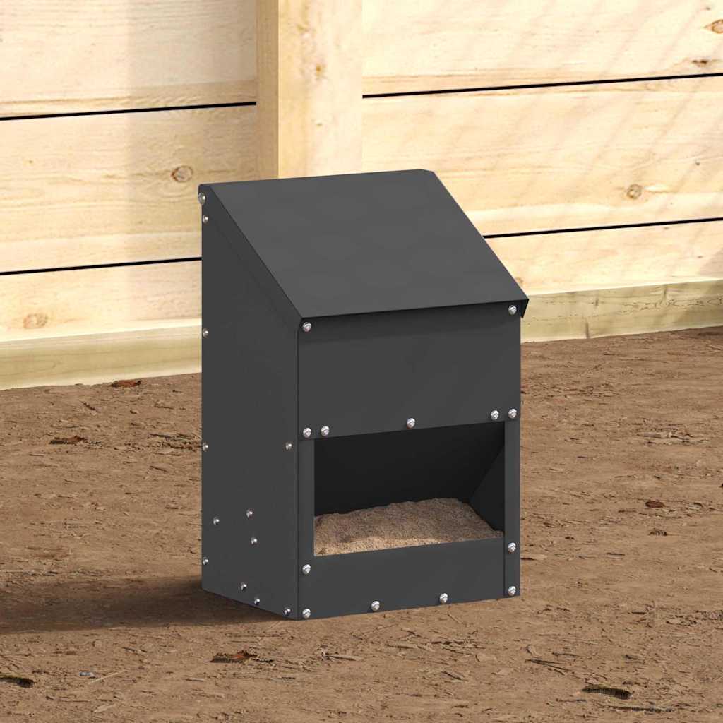 vidaXL Karmnik dla kur Czarny 21 x 16 x 33 cm Stal zimnowalcowana