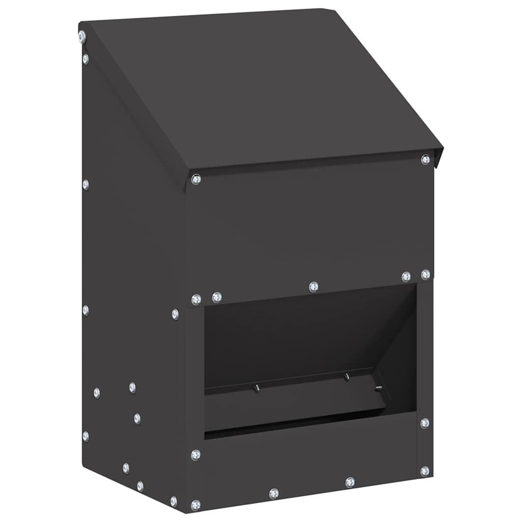 vidaXL Karmnik dla kur Czarny 21 x 16 x 33 cm Stal zimnowalcowana