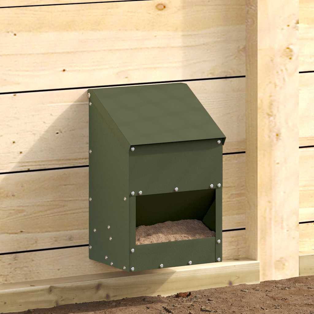vidaXL Karmnik dla kur Zielony oliwkowy 21 x 16 x 33 cm