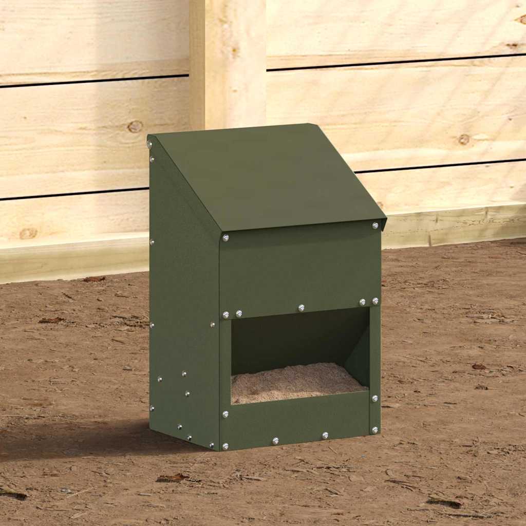 vidaXL Karmnik dla kur Zielony oliwkowy 21 x 16 x 33 cm