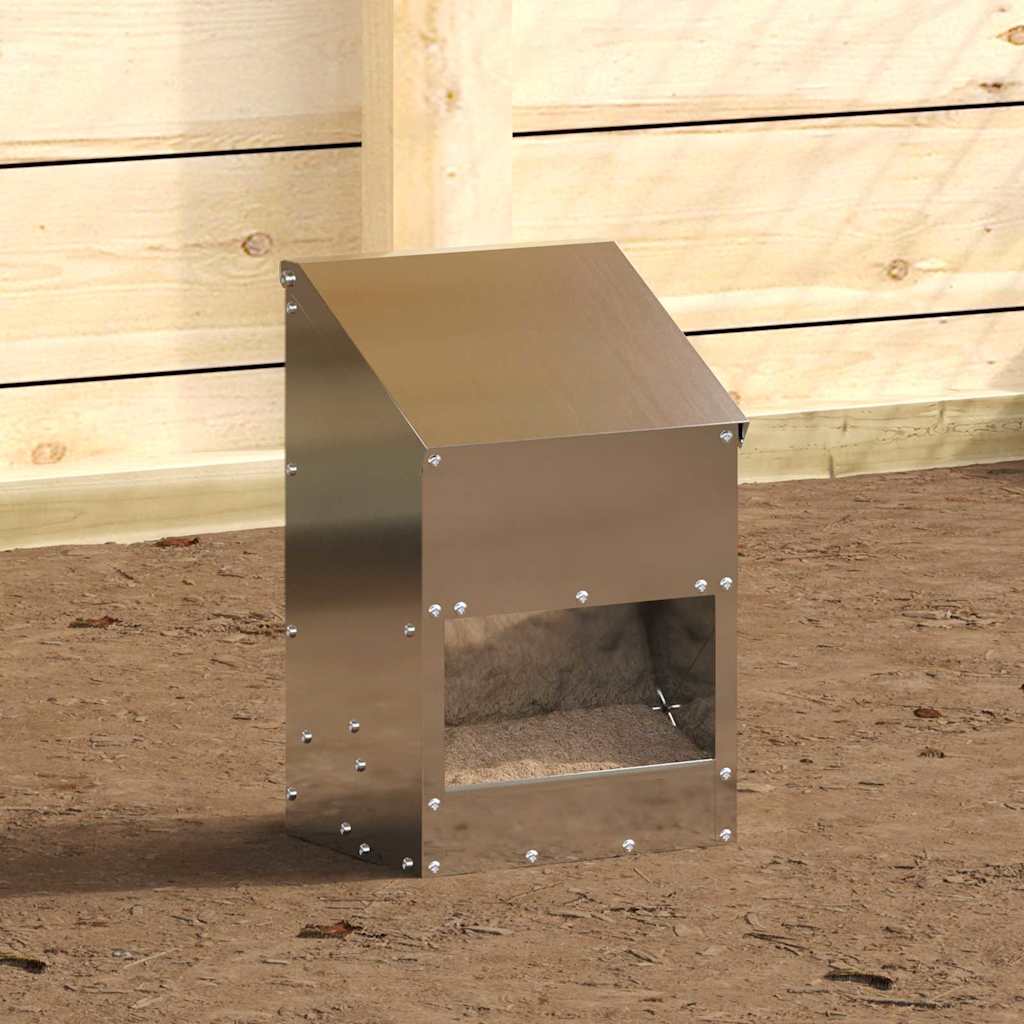 vidaXL Karmnik dla kur Srebrny 21 x 16 x 33 cm Stal Galwanizowana