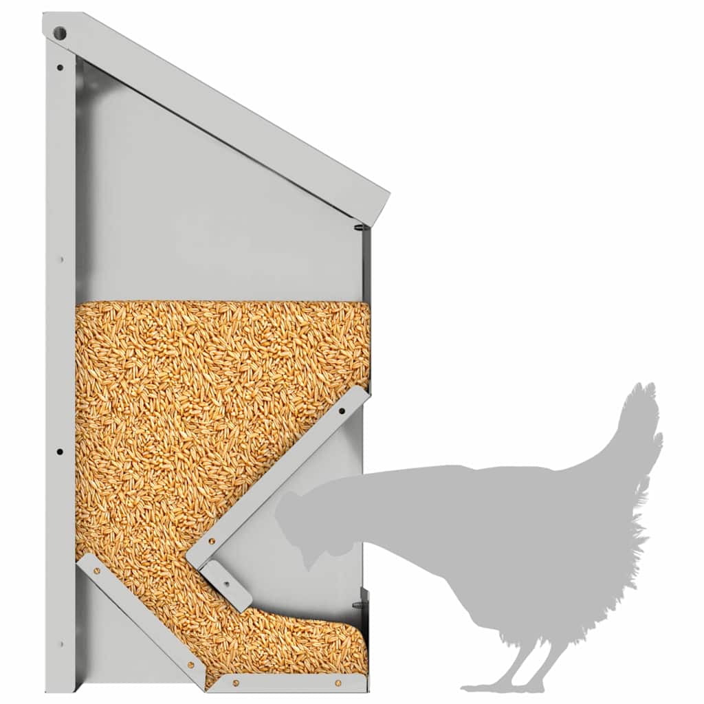 vidaXL Karmnik dla kur Srebrny 21 x 16 x 33 cm Stal Galwanizowana