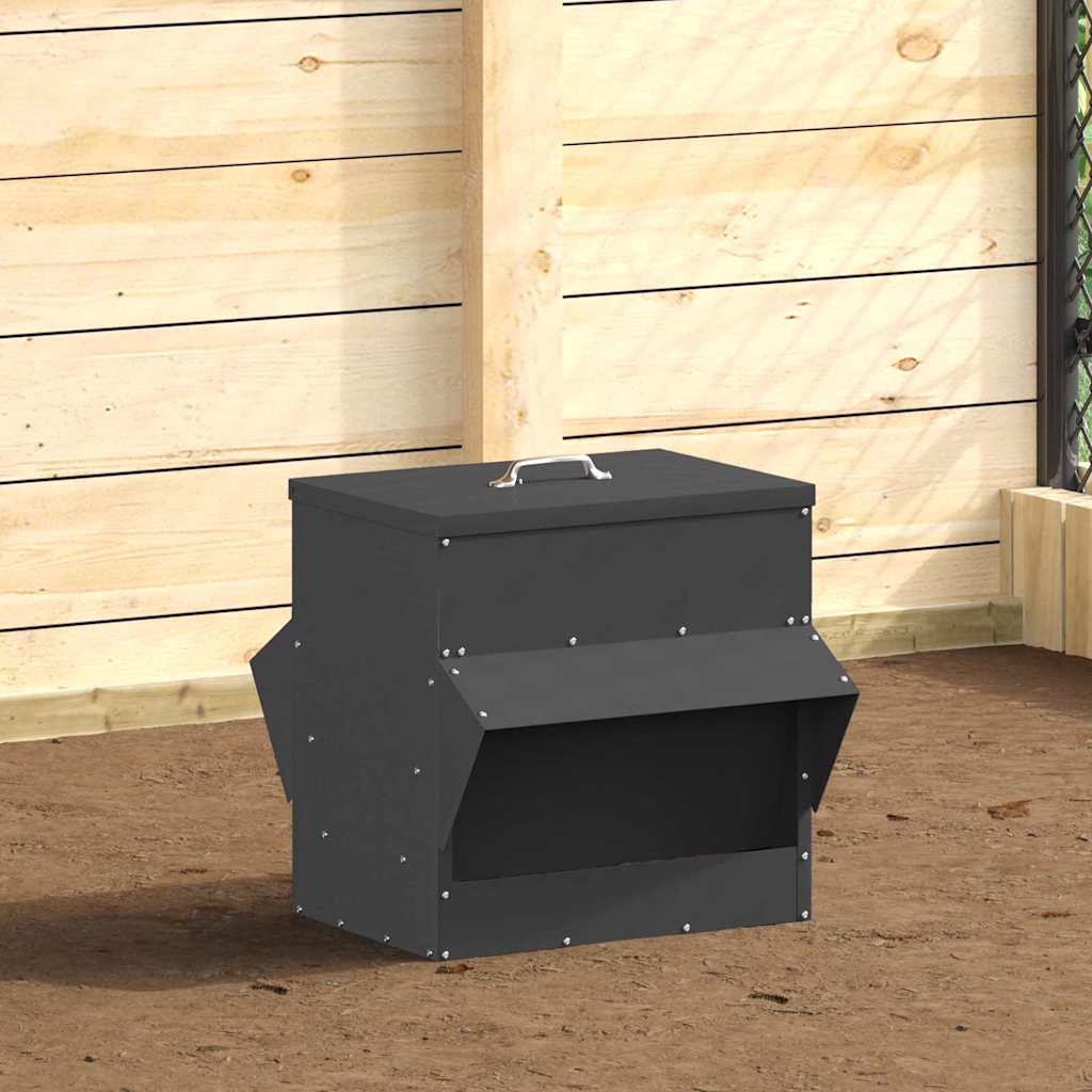 vidaXL Karmnik dla kur Czarny 40,5 x 45 x 41 cm Stal zimnowalcowana
