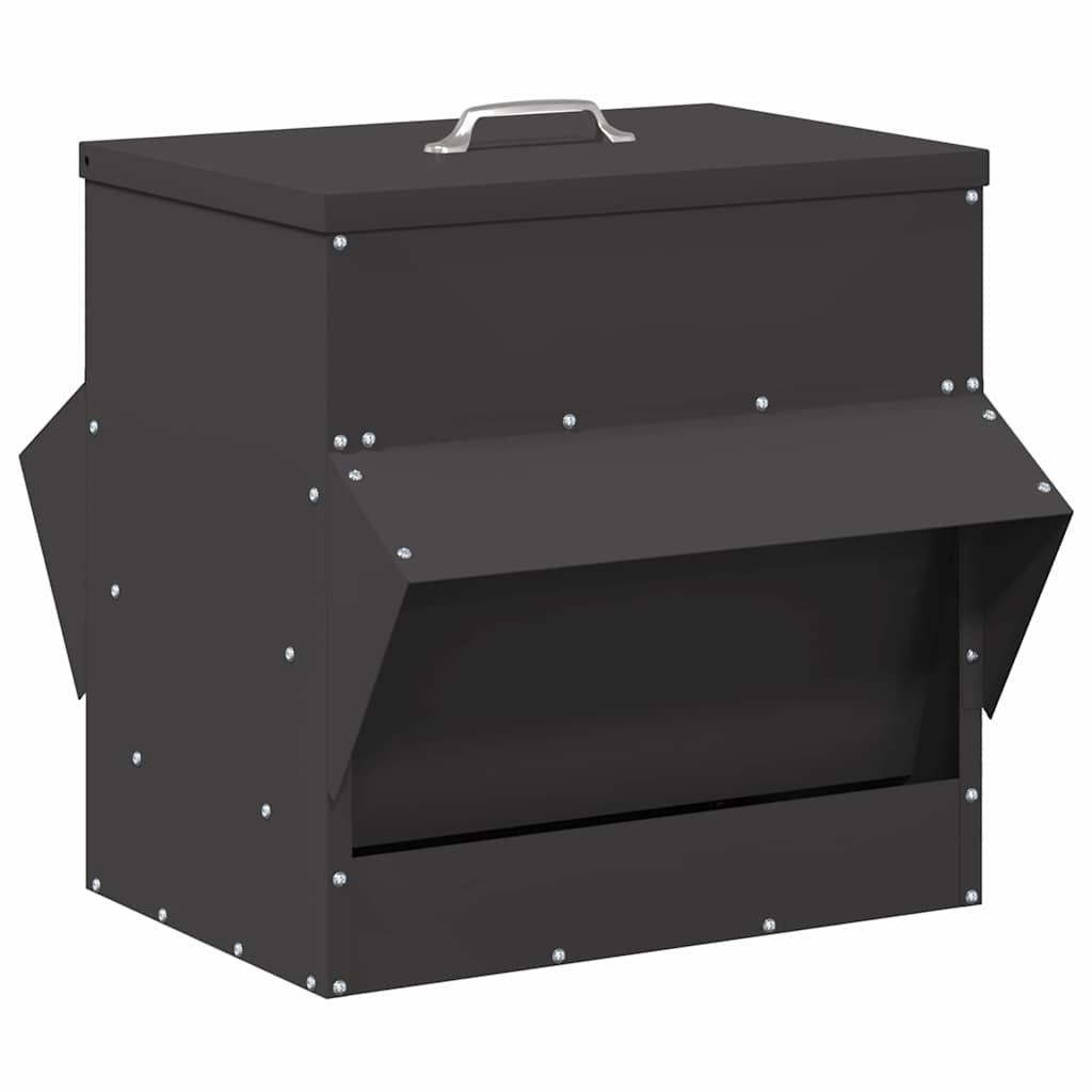 vidaXL Karmnik dla kur Czarny 40,5 x 45 x 41 cm Stal zimnowalcowana