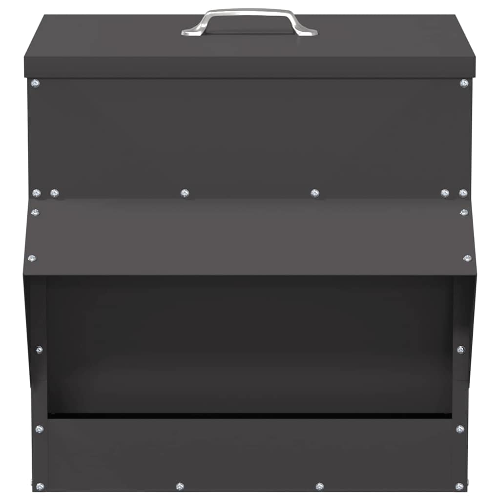 vidaXL Karmnik dla kur Czarny 40,5 x 45 x 41 cm Stal zimnowalcowana