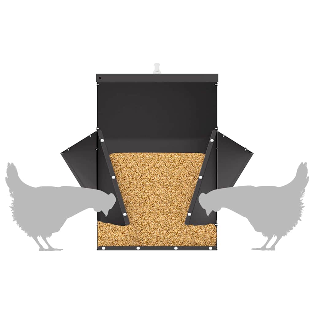 vidaXL Karmnik dla kur Czarny 40,5 x 45 x 41 cm Stal zimnowalcowana