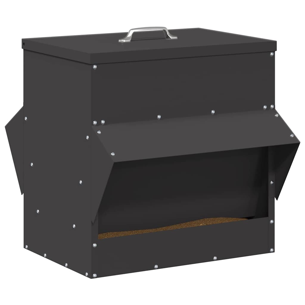 vidaXL Karmnik dla kur Czarny 40,5 x 45 x 41 cm Stal zimnowalcowana