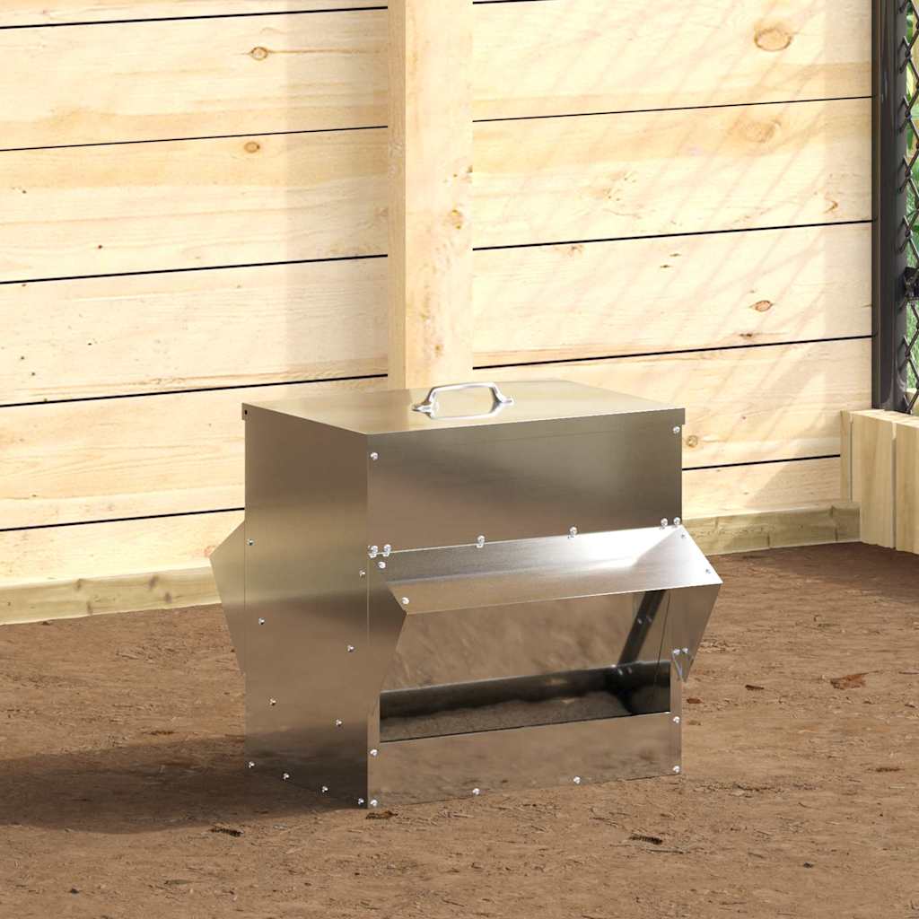 vidaXL Karmnik dla kur Srebrny 40,5 x 45 x 41 cm Stal Galwanizowana