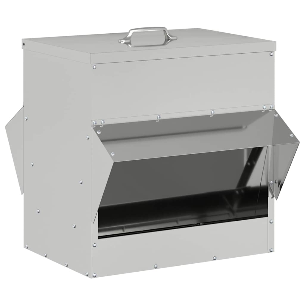 vidaXL Karmnik dla kur Srebrny 40,5 x 45 x 41 cm Stal Galwanizowana