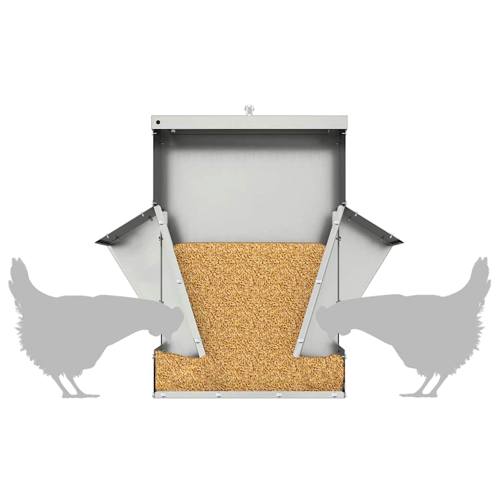 vidaXL Karmnik dla kur Srebrny 40,5 x 45 x 41 cm Stal Galwanizowana