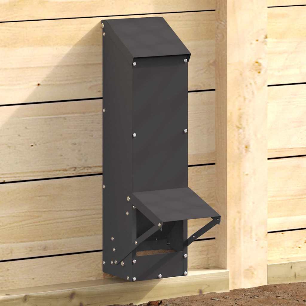 vidaXL Karmnik dla kur Czarny 13 x 12 x 51 cm Stal zimnowalcowana