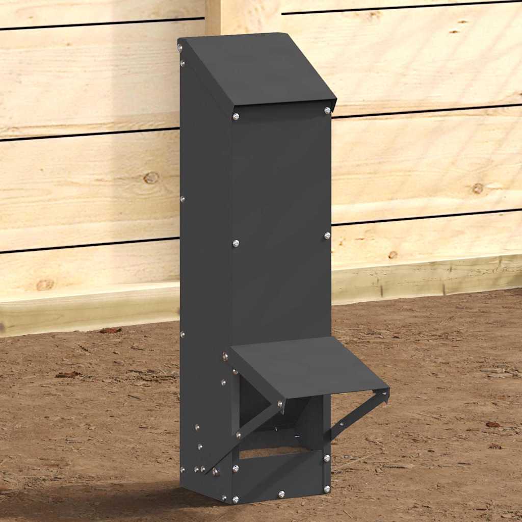 vidaXL Karmnik dla kur Czarny 13 x 12 x 51 cm Stal zimnowalcowana