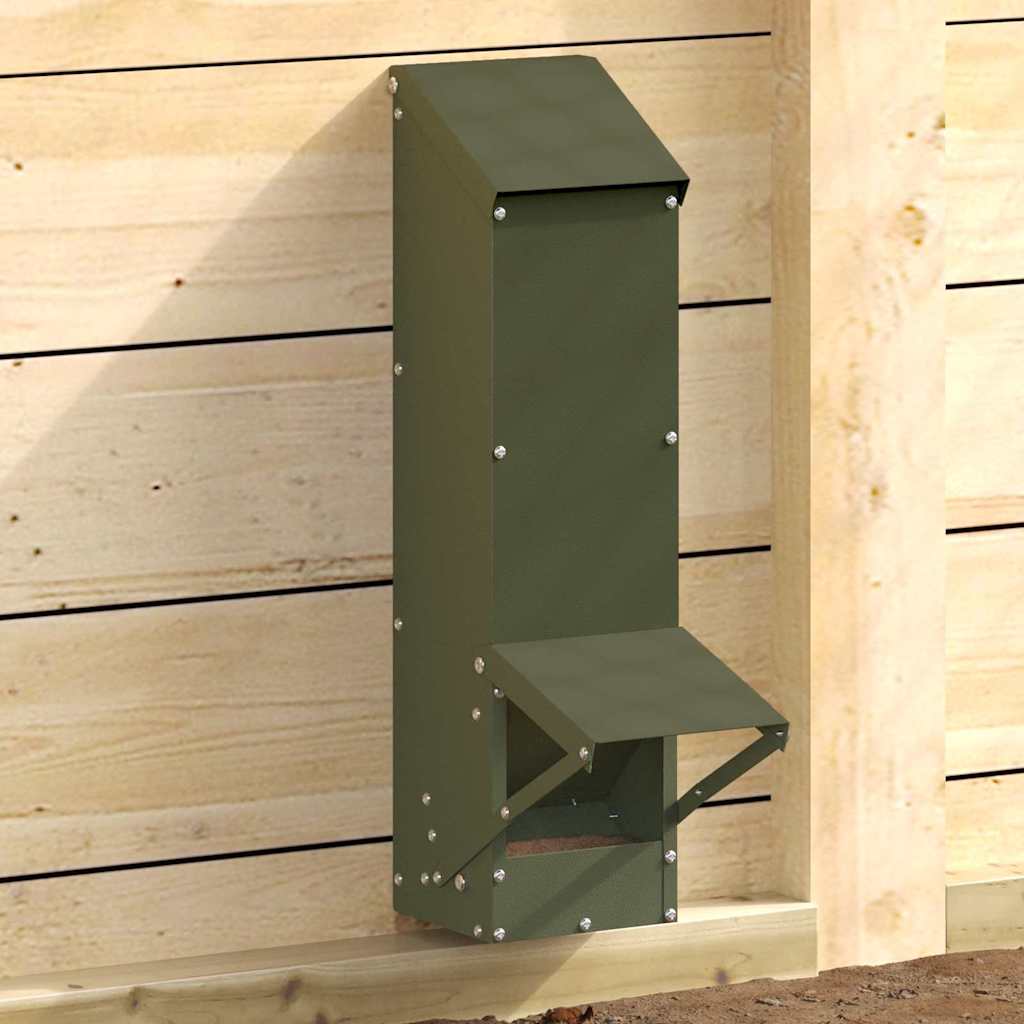 vidaXL Karmnik dla kur Zielony oliwkowy 13 x 12 x 51 cm