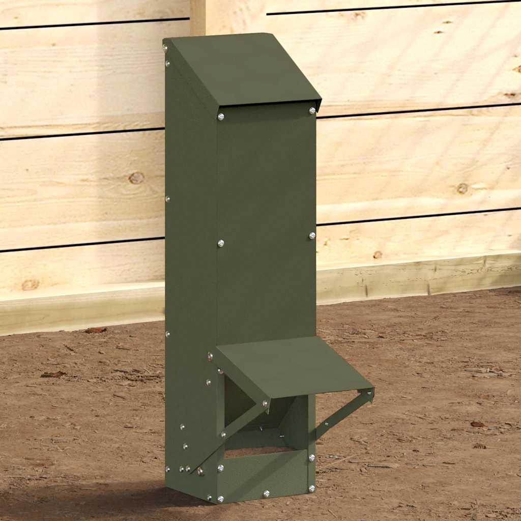 vidaXL Karmnik dla kur Zielony oliwkowy 13 x 12 x 51 cm