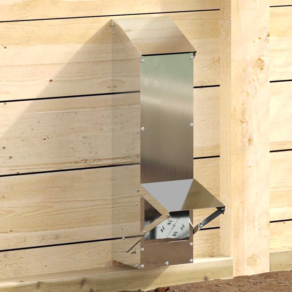 vidaXL Karmnik dla kur Srebrny 13 x 12 x 51 cm Stal Galwanizowana
