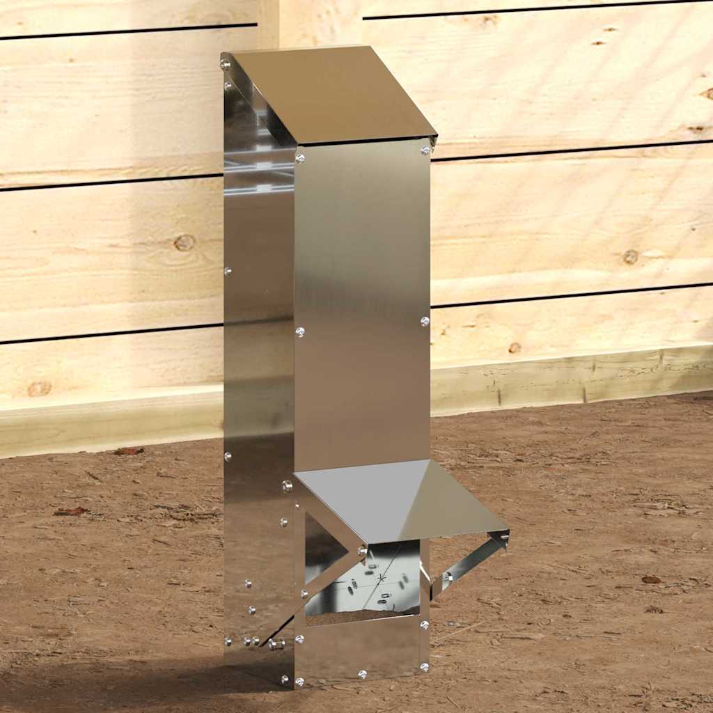 vidaXL Karmnik dla kur Srebrny 13 x 12 x 51 cm Stal Galwanizowana
