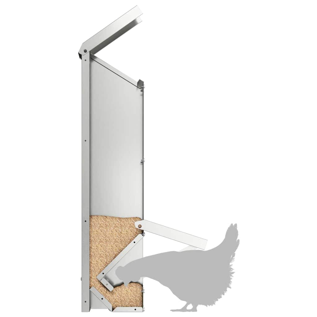 vidaXL Karmnik dla kur Srebrny 13 x 12 x 51 cm Stal Galwanizowana
